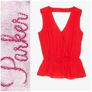 PARKER Peach Silk Sleeveless Blouse XS